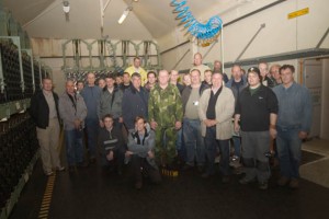 2005-09-25 The whole group in the munition storage in one of the 12/70 guns.