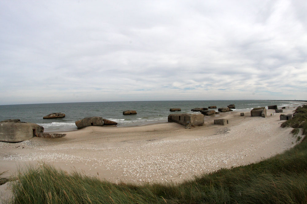 Half of the bunkers on the beach. One of the most dence populations of bunkers in Denmark