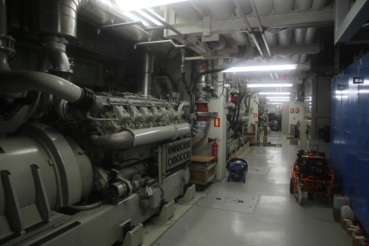 The room with the three generators on the lower floor of the bunker.